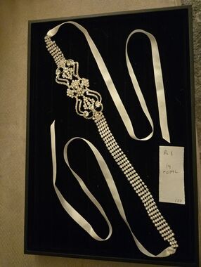 Rhinestone Crystal Bridal Sash Belt with Satin Ties - Silver Crystal